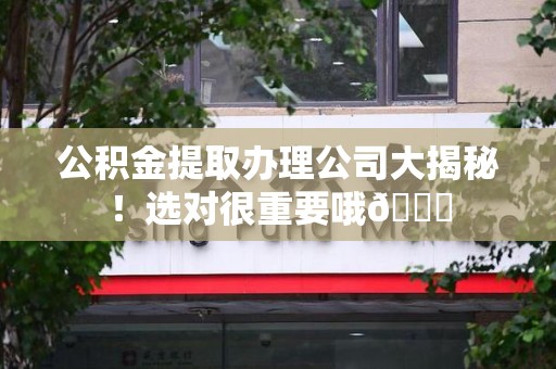 思明公积金提取办理公司大揭秘！选对很重要哦😎